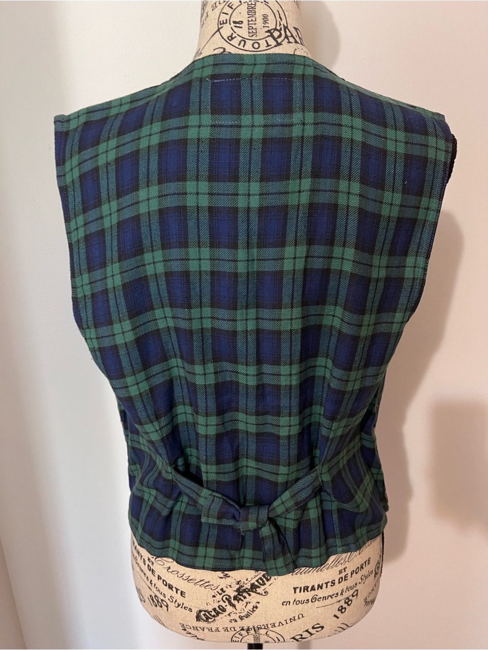 Vintage TanTrum Blues Plaid Embroidered Teacher Vest M Art 90s Novelty - Picture 4 of 12